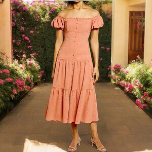 FLORET STUDIOS Button Front Midi Dress